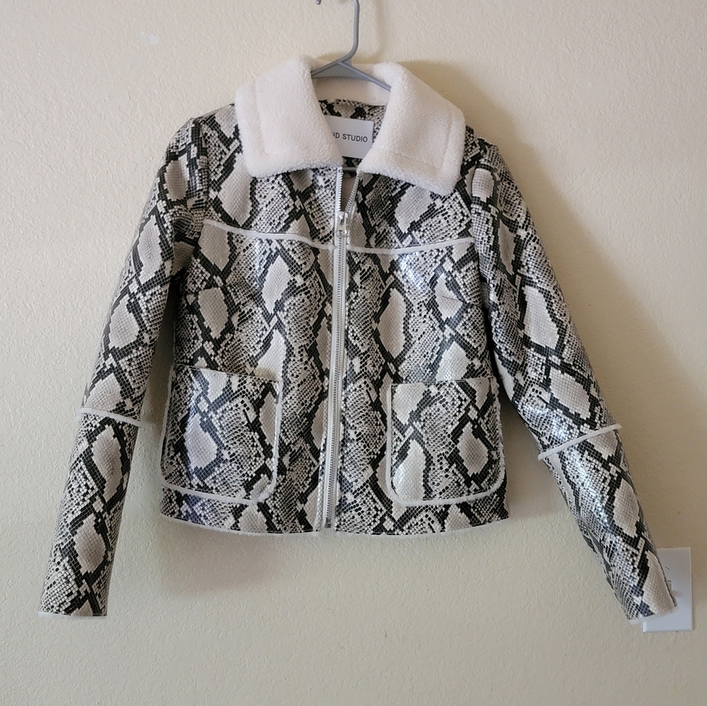 Stand Studio Snakeskin Pattern Jacket With Shearl… - image 1